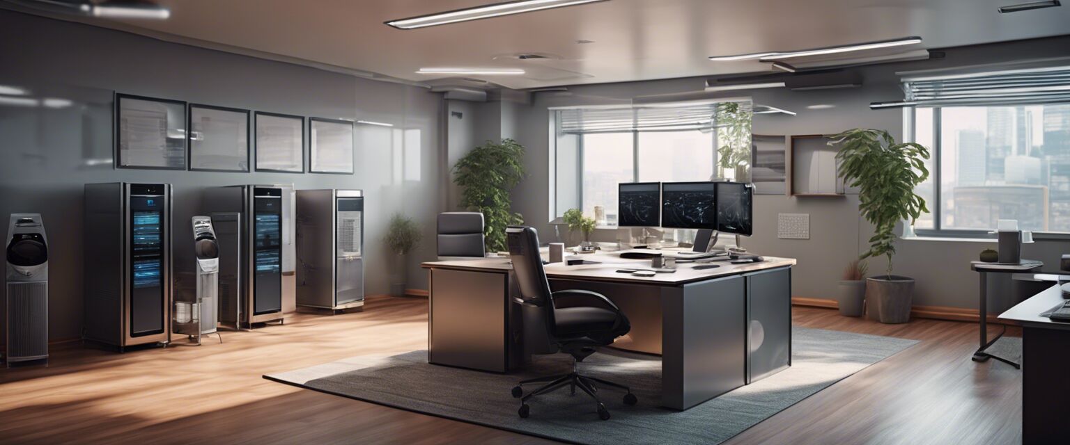 Office room with smart climate control features